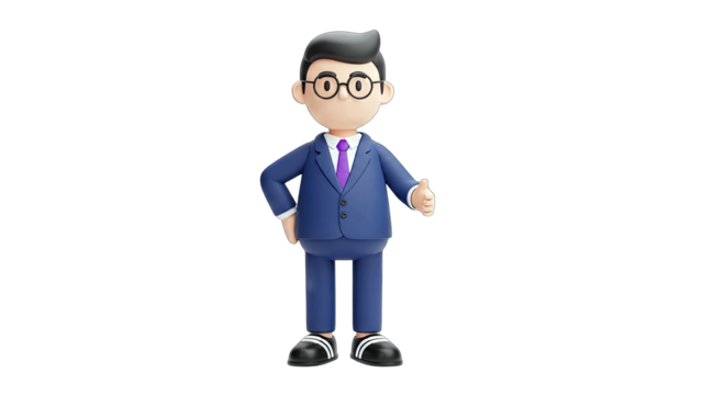 3D Businessman Giving Thumbs Up on White Background - Powered by Adobe