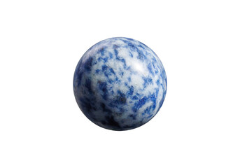 An elegant blue spot jade orb on a white isolated background, displaying delicate blue speckles and a refined polish. Suitable for luxury decor or crystal therapy.