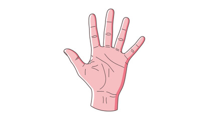 Cartoon illustration of an open human hand with five fingers spread out, palm facing forward, on a white background.