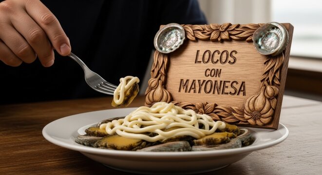 Premium Chilean Locos with Mayonnaise and Carved Coig&uuml;e Wood Sign - Gourmet Seafood