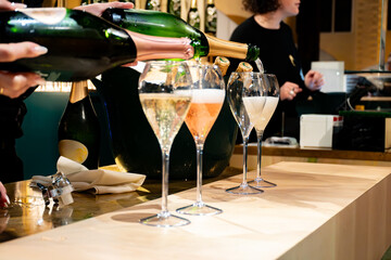 Pouring Glasses French Sparkling Wine