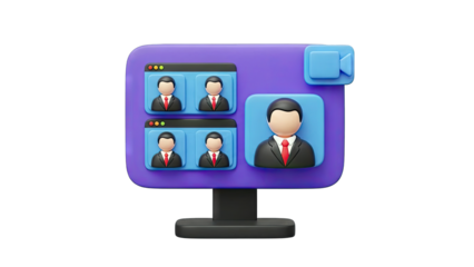 3D Render of a Video Conference on a Computer Screen