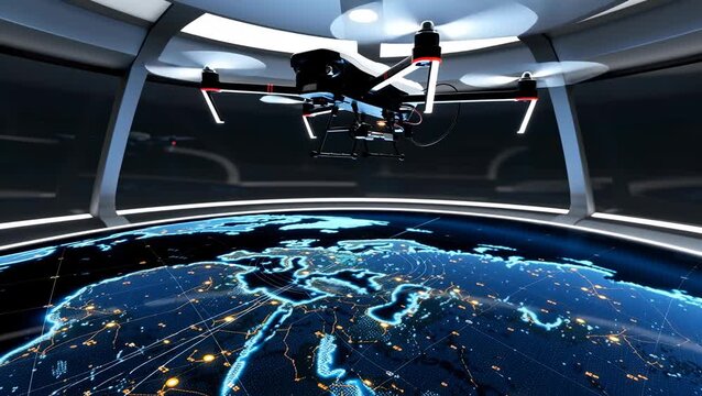 Advanced Drone Technology Over a Digital Earth with Global Connections and Data Visualization