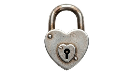 Isolated Metal Heart Padlock on a Transparent Background PNG Image