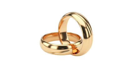 Two Golden Wedding Rings Intertwined PNG Image on Transparent