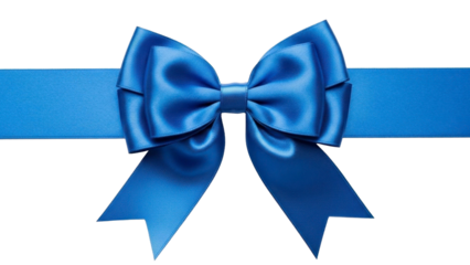Blue Ribbon and Bow on a Transparent PNG File