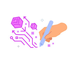 Set of illustrations concept with cryptocurrency. technology, coin, financial, business