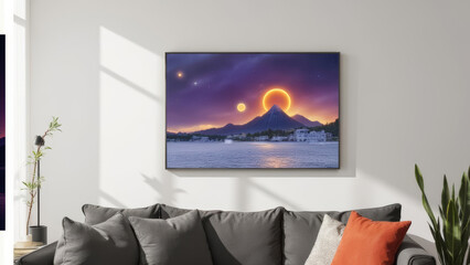 Stunning mountain landscape with vibrant sunset