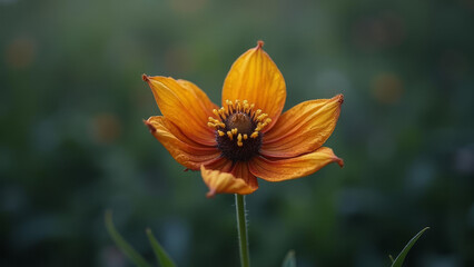 Vibrant orange flower with delicate petals and yellow stamens