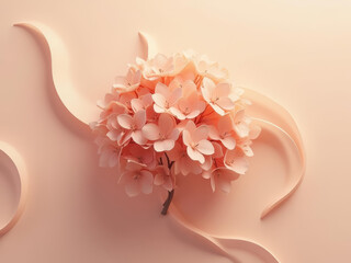 Delicate paper flowers with soft ribbons create serene ambiance