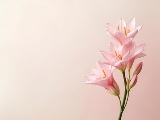 Delicate pink lilies bloom gracefully against soft background