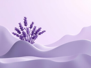 Lavender flowers in soft purple landscape create serene atmosphere