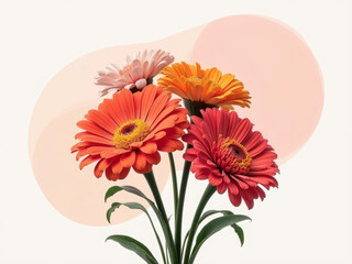 Vibrant flowers in various colors with soft background