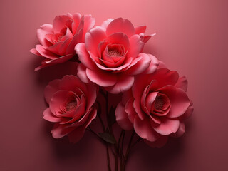 Beautiful pink roses arranged elegantly on soft background