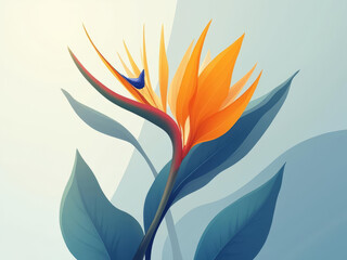 Vibrant flower with orange petals and blue butterfly