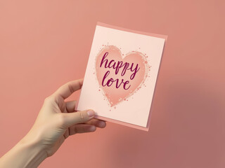 Happy love card with heart design in hand