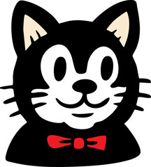 Cute Black Cat Face Icons Set with Different Expressions