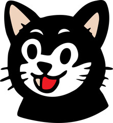 Cute Black Cat Face Icons Set with Different Expressions