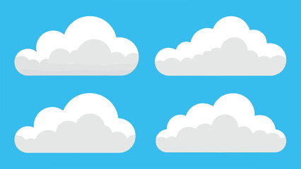 Digital graphic featuring four abstract black and white clouds on a blue background, perfect for weather forecasts or design.