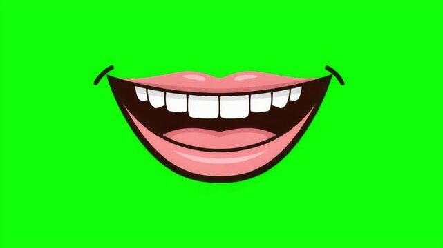 Animated Cartoon Laughing Mouth and Teeth on Green Screen for Overlay and Funny Lip Syncing Effects