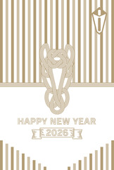 おしゃれシンプルな2026年午年年賀状
