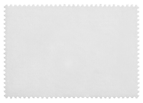 Postage stamp frame with empty paper design space on transparent background