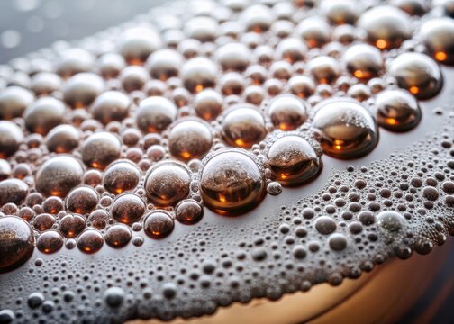 A layer of frothy, champagnecolored bubbles floats on the surface of a rich, amberhued bourbon mash, revealing the lively, yeastdriven fermentatio