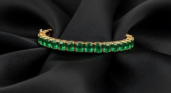 Elegant Emerald Ring on Black Fabric - Luxurious Jewelry.