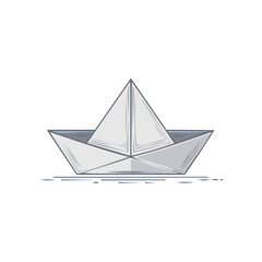 Paper Boat Illustration in Minimal Style Symbolizing Childhood Memories and Creative Activities