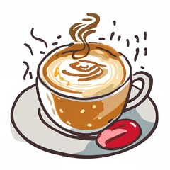 Obraz premium Latte with steam and coffee bean decoration