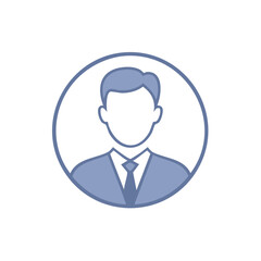 Obraz premium Simple Circle Avatar Silhouette of Business Person in Suit and Tie Profile Icon