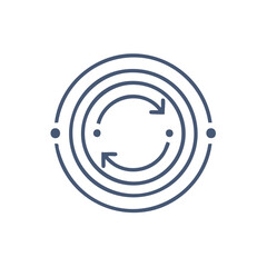 Circular arrows illustrating a cyclical process within concentric rings, symbolizing repetition, rotation, and continuous motion.