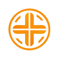 Fototapeta premium Orange Plus Sign Encased in a Circle Design Element