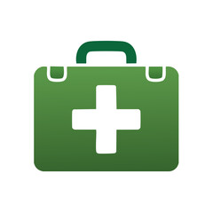Obraz premium Green First Aid Kit with White Cross Medical Symbol for Healthcare and Emergency Use