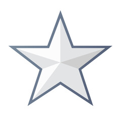Fototapeta premium Flat illustration of a geometrical five-pointed star with gray fill and border against a white background