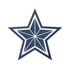 Obraz premium Elegant Five Point Star Simple Design Navy Blue Bordered Geometric Symbol Decoration Graphic, Decorative Element Starry Icon