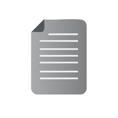 Document Icon Gray Scale Illustration With Corner Fold and Horizontal Lines