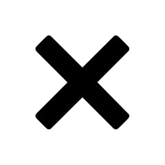 Black Cross Symbol on White Backdrop Indicates Rejection or Closure