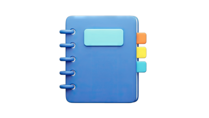 Blue Notebook with Tabs on White Background