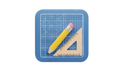 Blueprint Icon with Pencil and Ruler