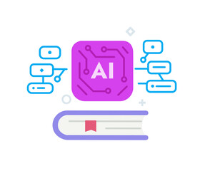 illustrations concept with businessmen. technology, partnership, artificial intelligence business robot, cybes. linear illustration Icons infographics. Landing page site print poster. Line story