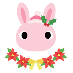 可愛いウサギのマーク　冬のクリスマス