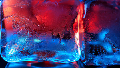 Icy Fusion Of Color And Texture On A Slick Surface In A Stunning Closeup Red And Blue Ice Cube Photo