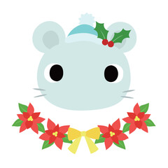 可愛いネズミのマーク　冬のクリスマス