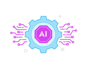 illustrations concept with businessmen. technology, partnership, artificial intelligence business robot, cybes. linear illustration Icons infographics. Landing page site print poster. Line story