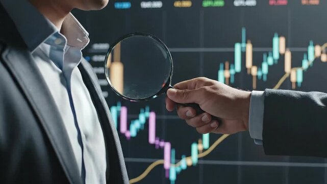 Business analyst examining stock market graph 