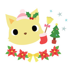 可愛いキツネのマーク　冬のクリスマス