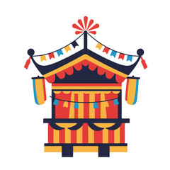 Festive carnival stall with colorful bunting perfect for event promotions, party invitations, and celebrationthemed designs needing a festive touch.