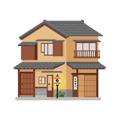 Traditional japanese house with dark tiled roofs and paper windows, ideal for travel blogs, cultural websites, and architectural publications.