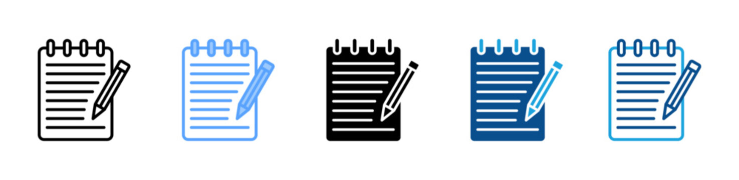 Notepad icon set multiple style collection